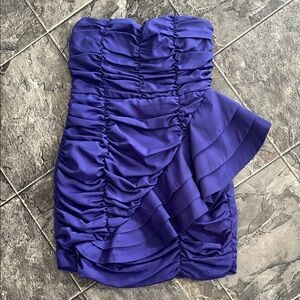 YA LOS ANGELES Y2K Purple Strapless Rouched Party Dress Ruffle Accent 90s Retro
